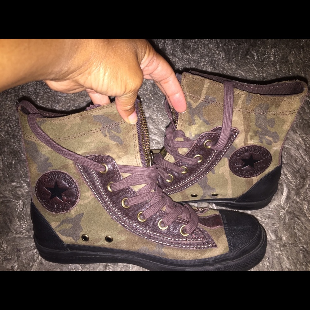 Camo hightop Converse with front zipper